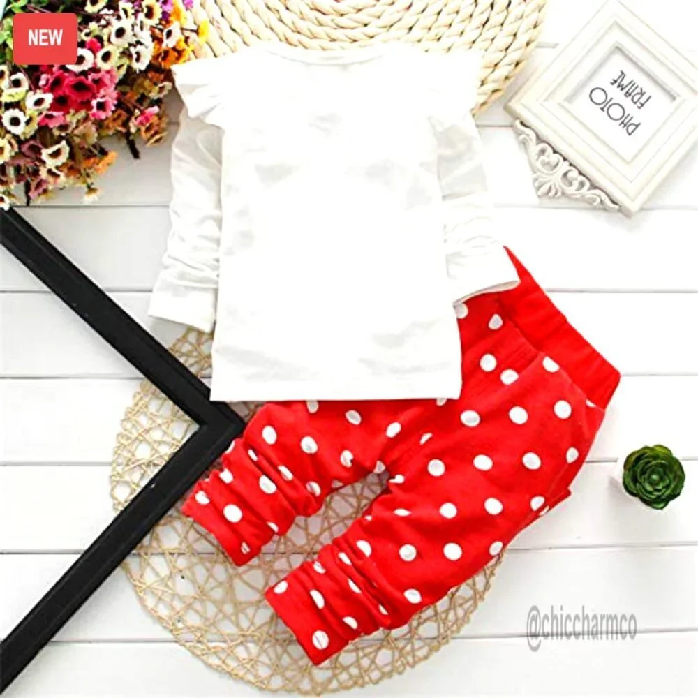 Toddler Girls 2-Piece Outfit Long Sleeve Top and Pants Cotton Blend